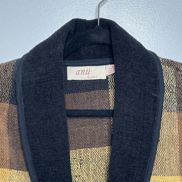 Anu by Natural Checked Cropped Jacket Long Sleeve Single Button‎ Brown Tan L - Picture 6 of 12